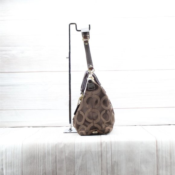 Coach Madison Sabrina Brown Op-art Convertible Satchel Signature Shoulder Bag - Picture 3 of 10